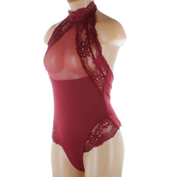 Lace Teddy Halter Mesh Bodysuit Babydoll NWT - Picture 5 of 13